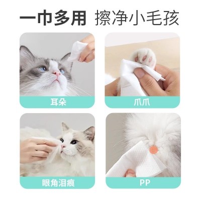 天真贝比宠物湿巾猫狗专用爱宠护理免洗清理眼睛耳朵湿纸巾80抽 1包图4