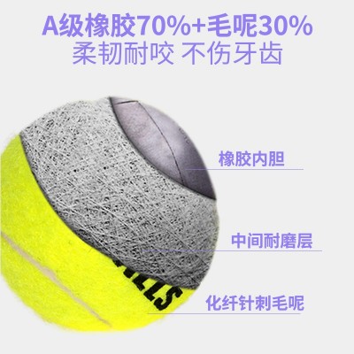 Qmonster狗狗玩具球四色网球宠物磨牙耐咬解闷泰迪金毛宠物训练球图2